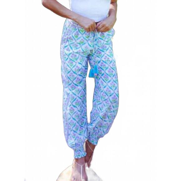 NEW BELL harem floral pant in turquoise purple diamond